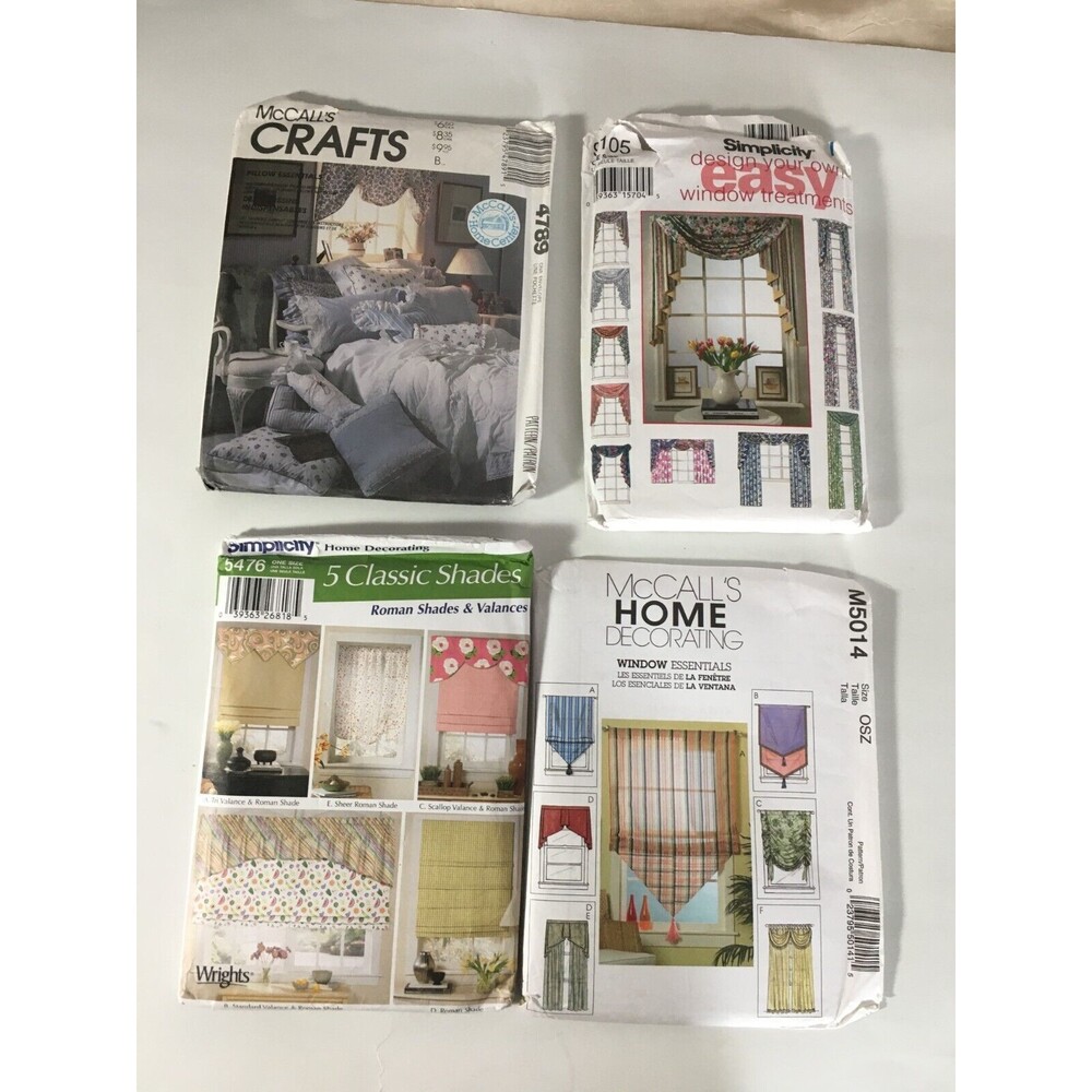 Sewing Patterns Mixed 4 Lot Home Decor Curtains Valance Shades New Uncut A19 - Picture 3 of 4
